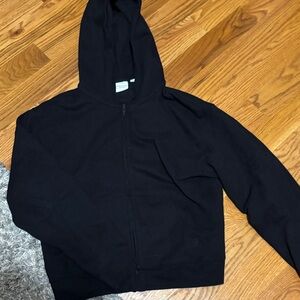 Aritzia Black Perfect Zip-Up Hoodie